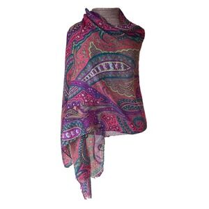 Paisley Shawl Wrap Scarf‎ Bohemian Festival Vibrant Colorful Boho Style